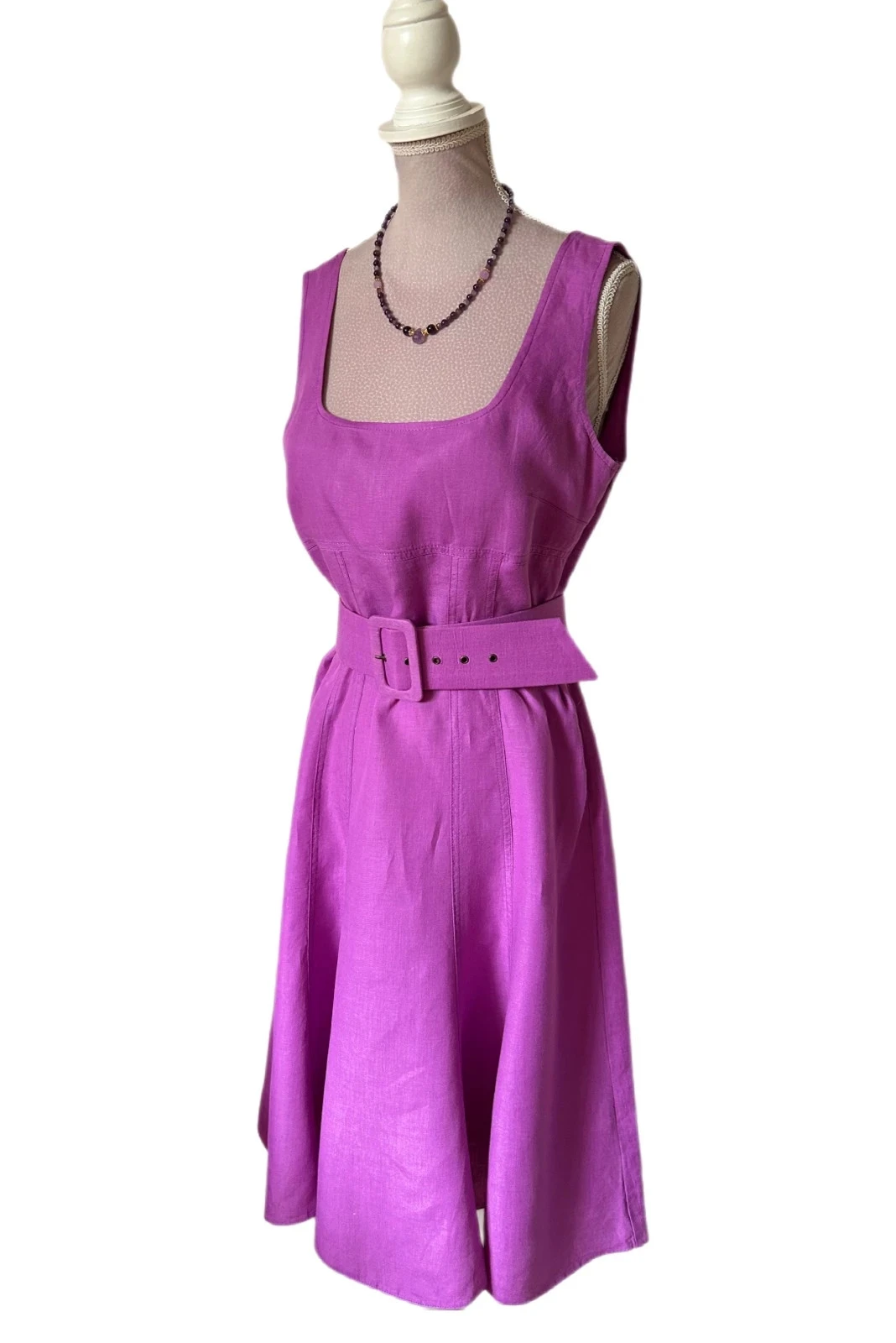 💜🌾Vestido vintage 100% lino campestre cottagecore Marella boho chic vestido de lino lila púrpura 38/40🌾💜 – photo 5